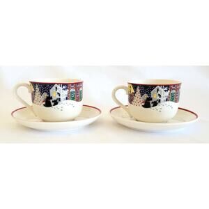 Noritake Twas The Night Before Christmas Tea Cup & Saucer Mug - Set of Two